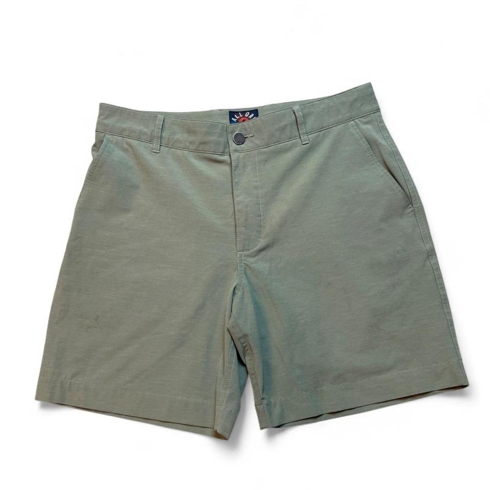 Faherty Allday Shorts Mens 31 Green Stretch 7 Inch Inseam Drawstring Chino READ